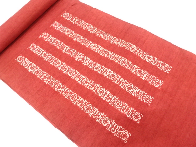 JAPANESE KIMONO / ANTIQUE BOLT FOR NAGOYA OBI / SILK / FUSHI TSUMUGI / STRIPE & FLORAL SARASA